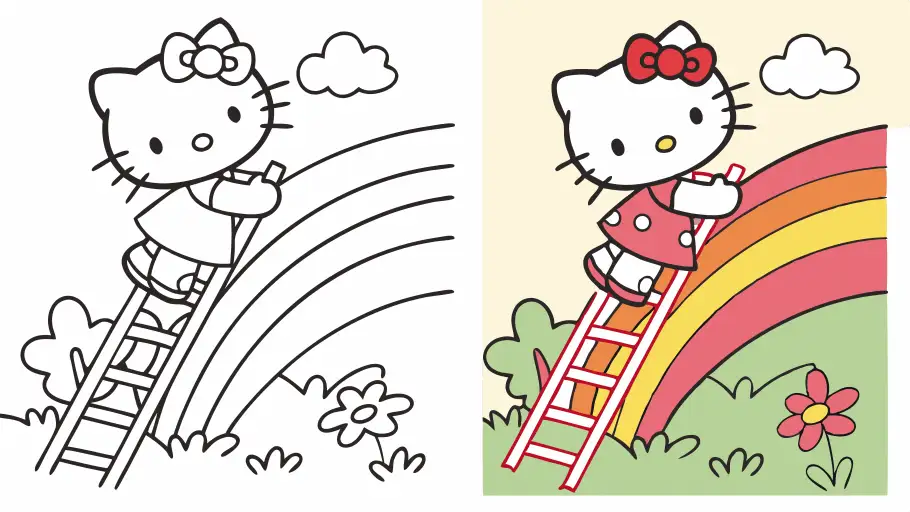 Hello Kitty coloring page preview 1